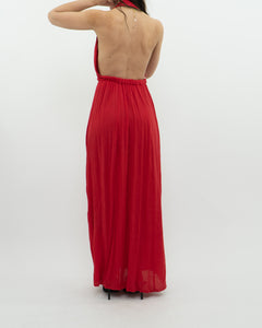 Vintage x Red Halter Low-Back Dress (XS)