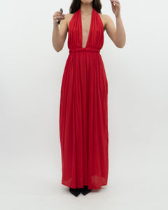 Vintage x Red Halter Low-Back Dress (XS)