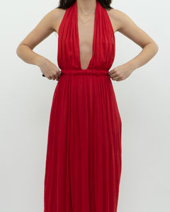 Vintage x Red Halter Low-Back Dress (XS)