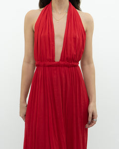 Vintage x Red Halter Low-Back Dress (XS)