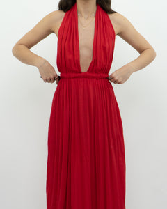 Vintage x Red Halter Low-Back Dress (XS)