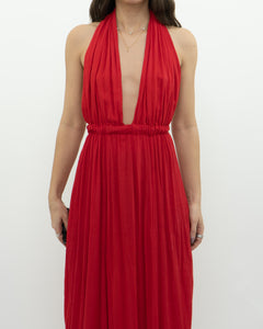 Vintage x Red Halter Low-Back Dress (XS)