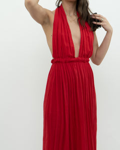 Vintage x Red Halter Low-Back Dress (XS)