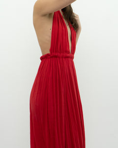 Vintage x Red Halter Low-Back Dress (XS)