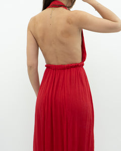 Vintage x Red Halter Low-Back Dress (XS)