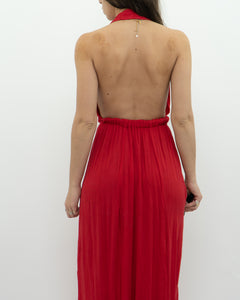 Vintage x Red Halter Low-Back Dress (XS)