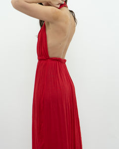 Vintage x Red Halter Low-Back Dress (XS)