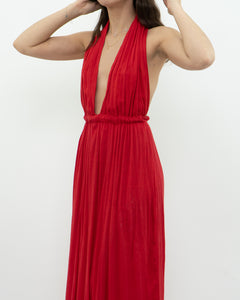 Vintage x Red Halter Low-Back Dress (XS)