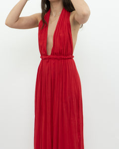 Vintage x Red Halter Low-Back Dress (XS)