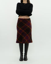 Load image into Gallery viewer, Vintage x Colourful Plaid Mohair Midi Skirt (S)