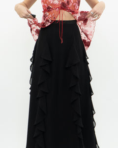 Vintage x Black Frilly Dress Skirt (XXS, XS)