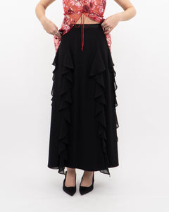 Vintage x Black Frilly Dress Skirt (XXS, XS)