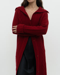 Vintage x TRISTAN & ISEUT Red Knit Wool-Blend Long Cardigan (XS, S)