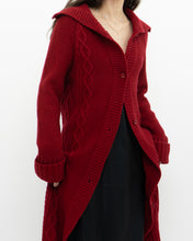 Load image into Gallery viewer, Vintage x TRISTAN &amp; ISEUT Red Knit Wool-Blend Long Cardigan (XS, S)