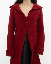 Load image into Gallery viewer, Vintage x TRISTAN &amp; ISEUT Red Knit Wool-Blend Long Cardigan (XS, S)