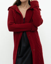 Load image into Gallery viewer, Vintage x TRISTAN &amp; ISEUT Red Knit Wool-Blend Long Cardigan (XS, S)