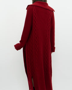 Vintage x TRISTAN & ISEUT Red Knit Wool-Blend Long Cardigan (XS, S)