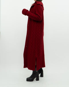 Vintage x TRISTAN & ISEUT Red Knit Wool-Blend Long Cardigan (XS, S)