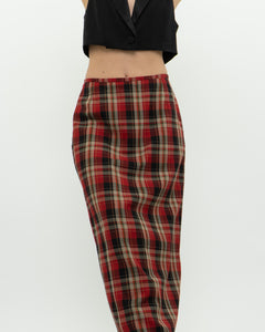 Vintage x Made in Canada x Red Plaid Midi Skirt (XS, S)