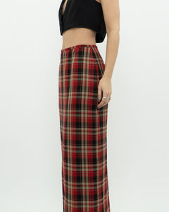 Vintage x Made in Canada x Red Plaid Midi Skirt (XS, S)