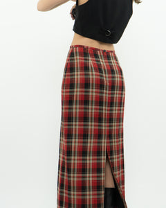 Vintage x Made in Canada x Red Plaid Midi Skirt (XS, S)