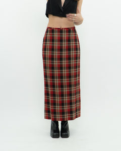 Vintage x Made in Canada x Red Plaid Midi Skirt (XS, S)