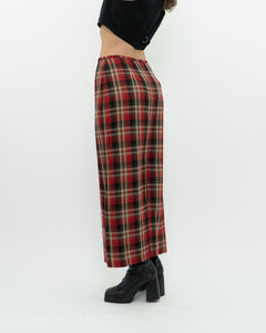 Vintage x Made in Canada x Red Plaid Midi Skirt (XS, S)