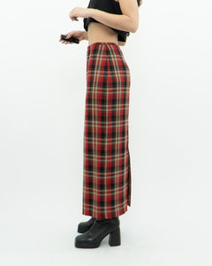 Vintage x Made in Canada x Red Plaid Midi Skirt (XS, S)