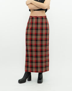 Vintage x Made in Canada x Red Plaid Midi Skirt (XS, S)