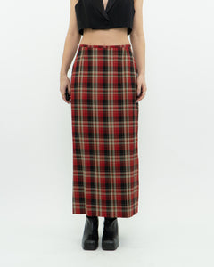 Vintage x Made in Canada x Red Plaid Midi Skirt (XS, S)