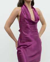 Load image into Gallery viewer, Vintage x LA VIE EN ROSE Magenta Satin Open Back Slip Dress (XS, S)