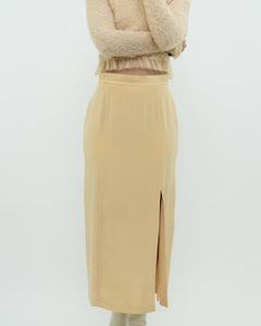 Vintage x Yellow Silk Midi Skirt (XS, S)