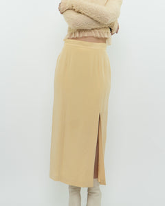 Vintage x Yellow Silk Midi Skirt (XS, S)