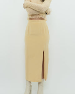 Vintage x Yellow Silk Midi Skirt (XS, S)