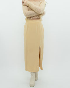 Vintage x Yellow Silk Midi Skirt (XS, S)