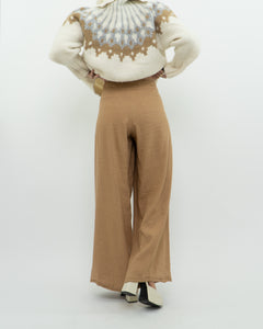 ALICE + OLIVIA x Camel Linen Wide Leg Pant (M)