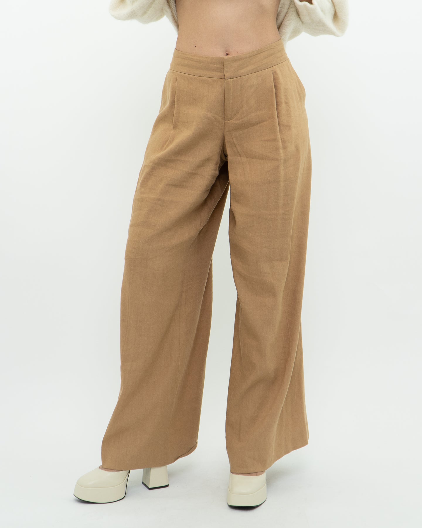 ALICE + OLIVIA x Camel Linen Wide Leg Pant (M)