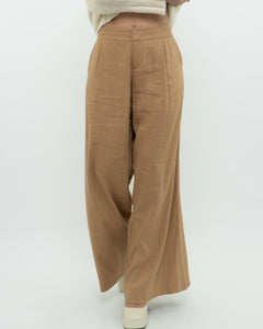 ALICE + OLIVIA x Camel Linen Wide Leg Pant (M)