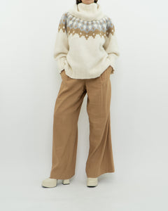 ALICE + OLIVIA x Camel Linen Wide Leg Pant (M)