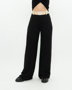 Vintage x Black, Beige Silk Flowy Pant (S, M)