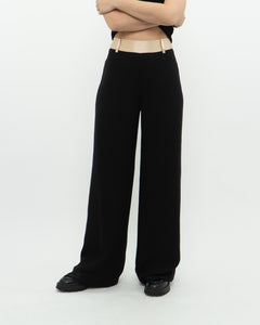 Vintage x Black, Beige Silk Flowy Pant (S, M)