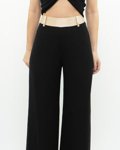 Vintage x Black, Beige Silk Flowy Pant (S, M)