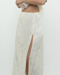 WILFRED x Cream Floral Satin Midi Skirt (S, M)