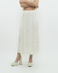 WILFRED x Cream Floral Satin Midi Skirt (S, M)