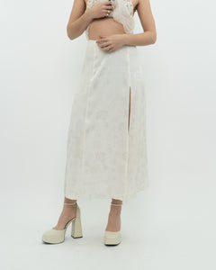 WILFRED x Cream Floral Satin Midi Skirt (S, M)