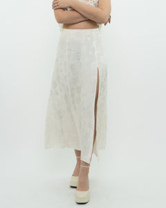 WILFRED x Cream Floral Satin Midi Skirt (S, M)