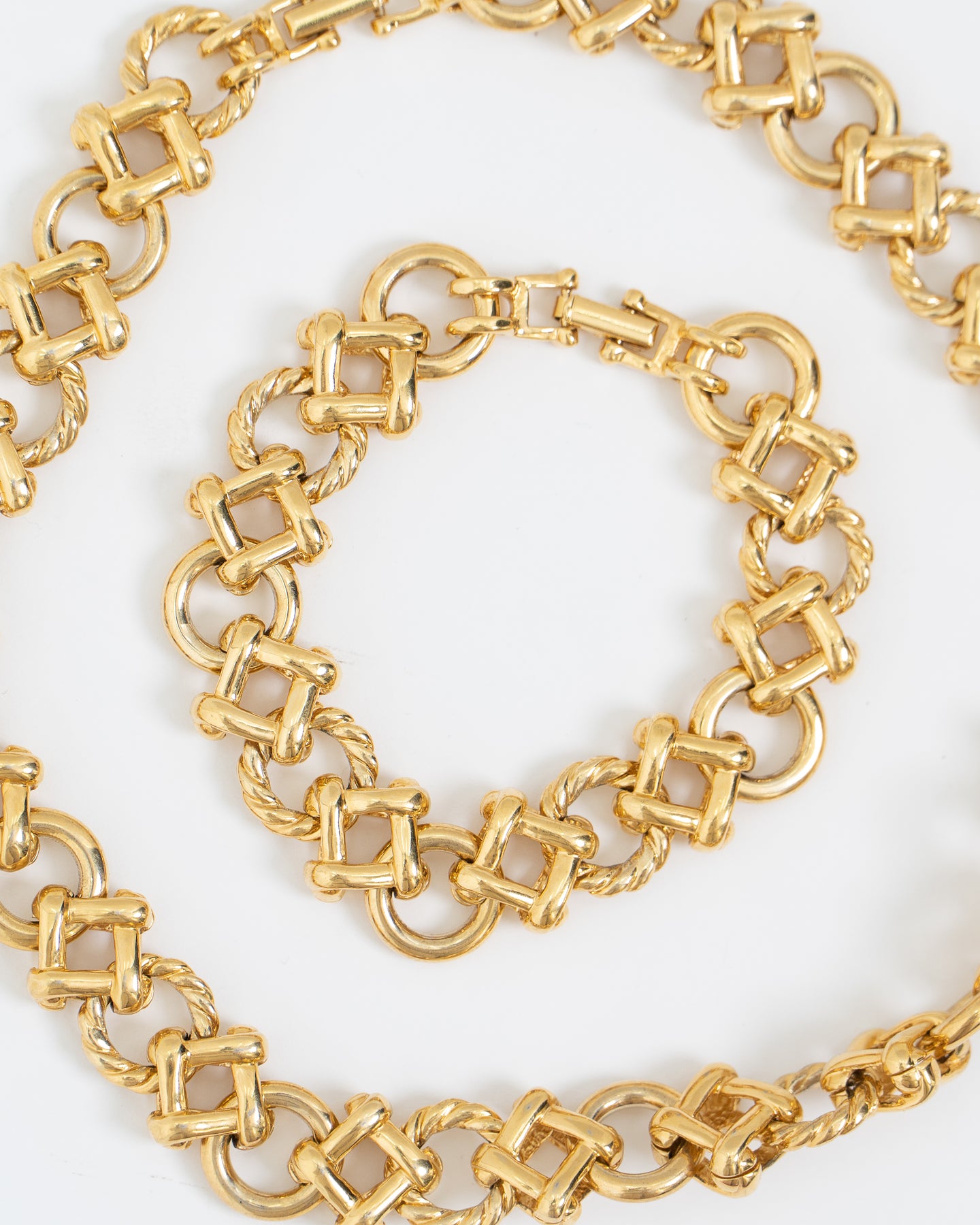 Vintage x Chunky Gold Bracelet, Necklace Set