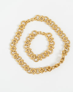 Vintage x Chunky Gold Bracelet, Necklace Set