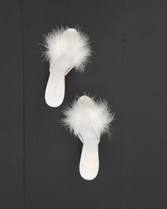 Vintage x La Senza White Feather Stilettos (8.5, 9)