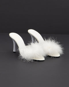 Vintage x La Senza White Feather Stilettos (8.5, 9)